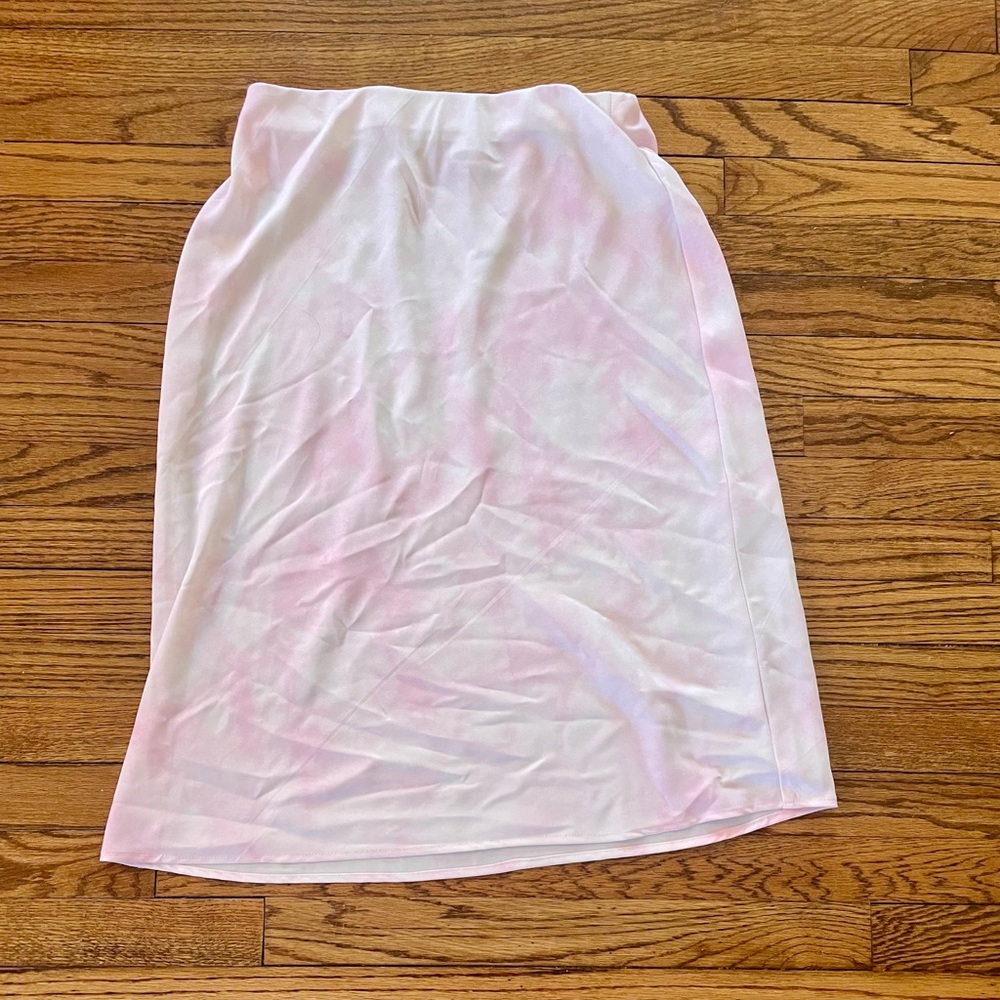 White and Pink Tie Dye Midi Skirt Size Medium